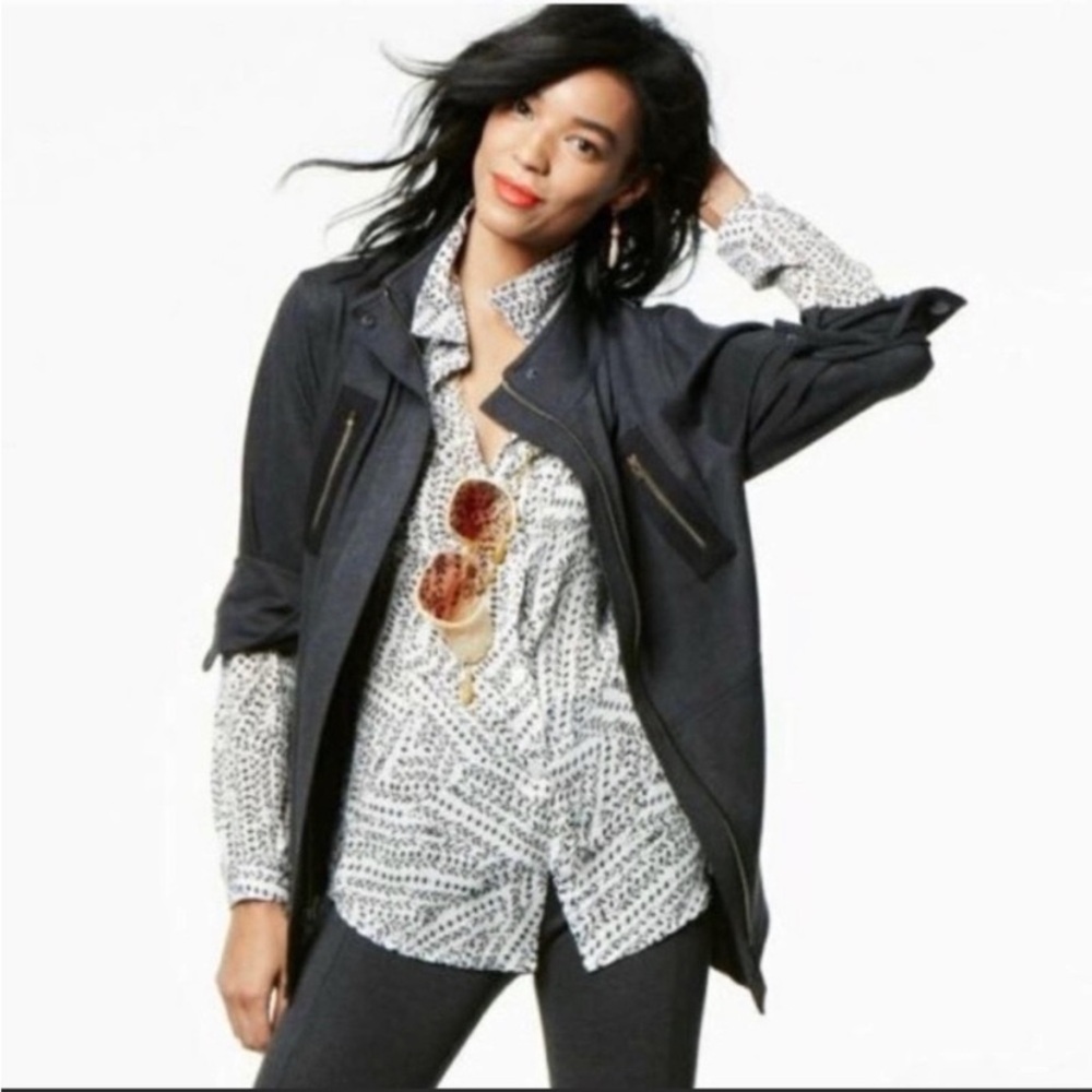 Cabi #3184 Black Gray Love Modern Mesh-Back Jacket